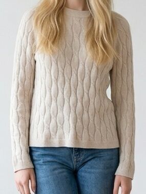 Haven Well Within Oatmeal Cotton Cashmere Fisherman Cable Knit Coastal Classic